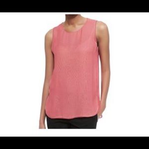 NWT Vince Color Block Double Layered Sleeveless Silk Top with Split Hem